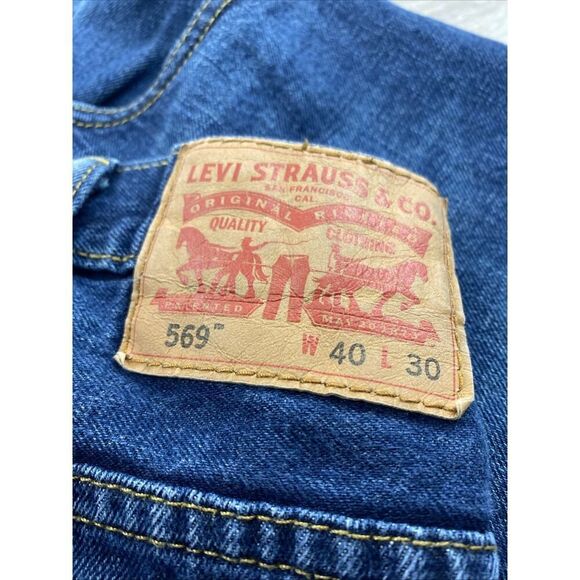 Levis 569 Jeans Mens‎ 40 X 30 Loose Straight Medium Wash Y2K 100% Cotton - Picture 4 of 7
